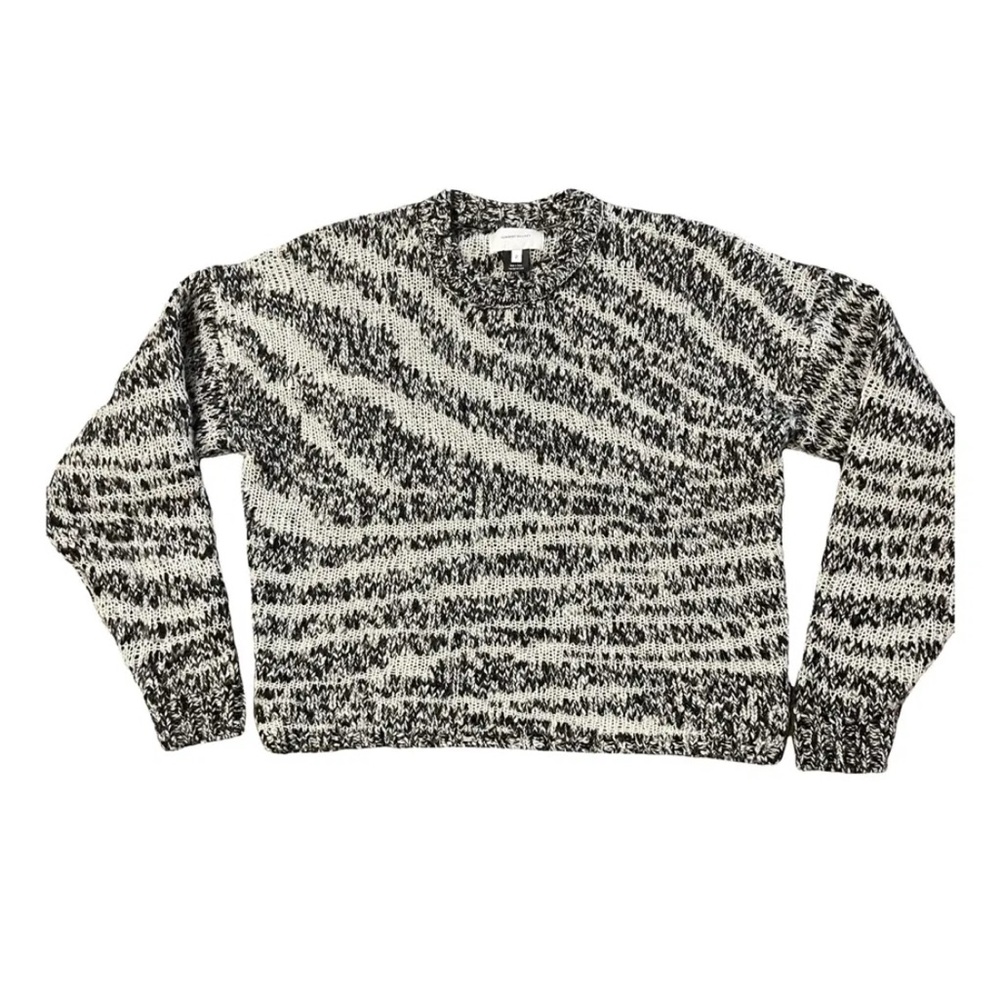 Current/Elliott Black and White Marled Crewneck Sweater